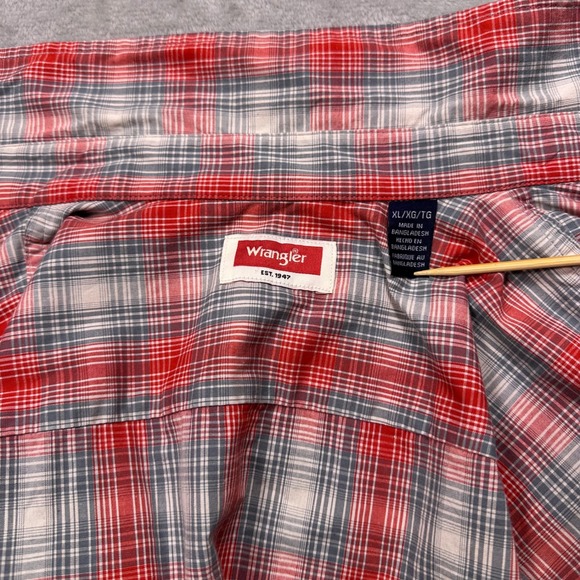 Wrangler XL Slim Fit Western Plaid Shirt – Aura Orange Gray Button Up RanchWear‎ - Picture 4 of 16
